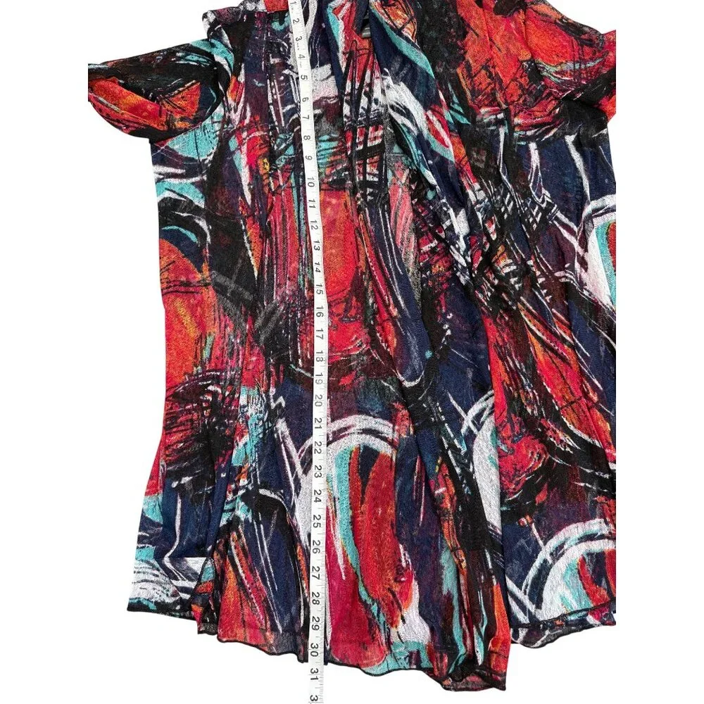 Ali Miles Womens Cardigan Open Front Sheer Abstract Lightweight Artsy Size M - Picture 7 of 8